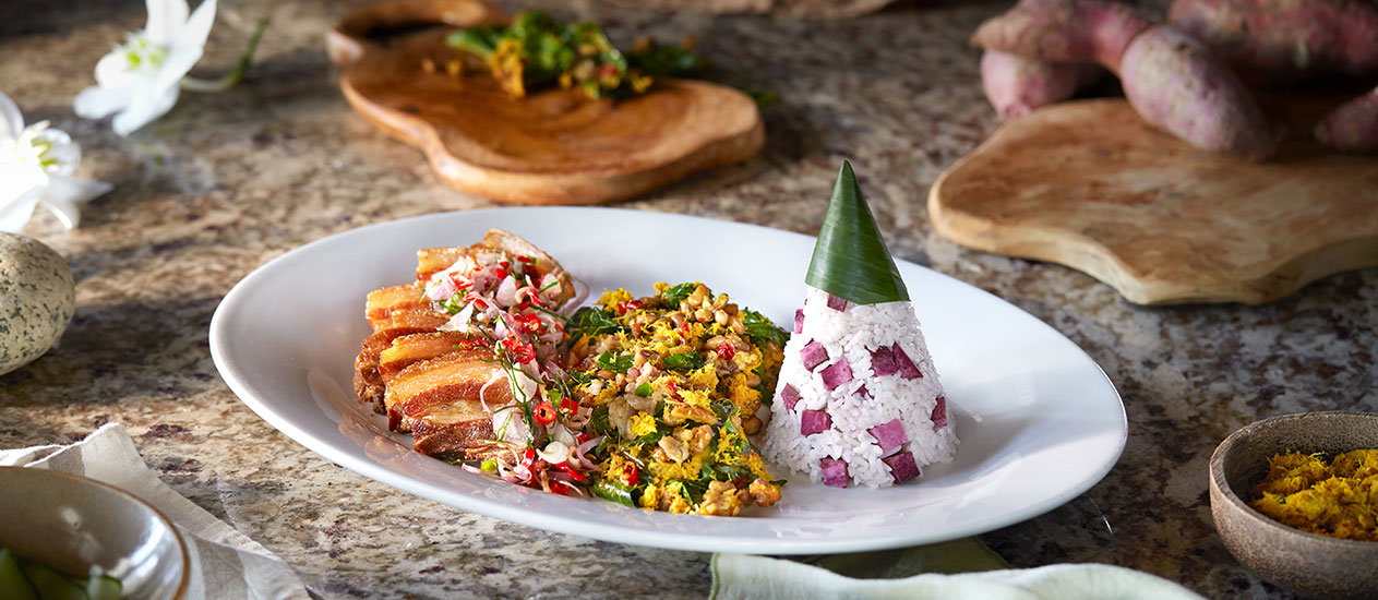 Chef's special - Pork Belly at Petulu Restaurant, Kamandalu Ubud, Bali - luxury resort and spa